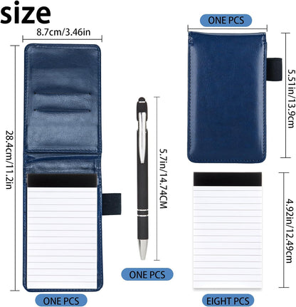 Camelmother 10 Pieces Small Notepad Holder Set Pocket Notebook 3 x 5 Inch with Pen