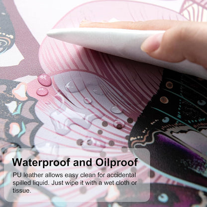 QIYI Large Mouse Pad, Cute Pink Desk Mat for Desktop, Women Girls PU Leather Desk Pad Waterproof Gaming Mousepad, Rose Gold Marble Computer Protector Writing Pad for School Office Home 31.5" x 15.7"