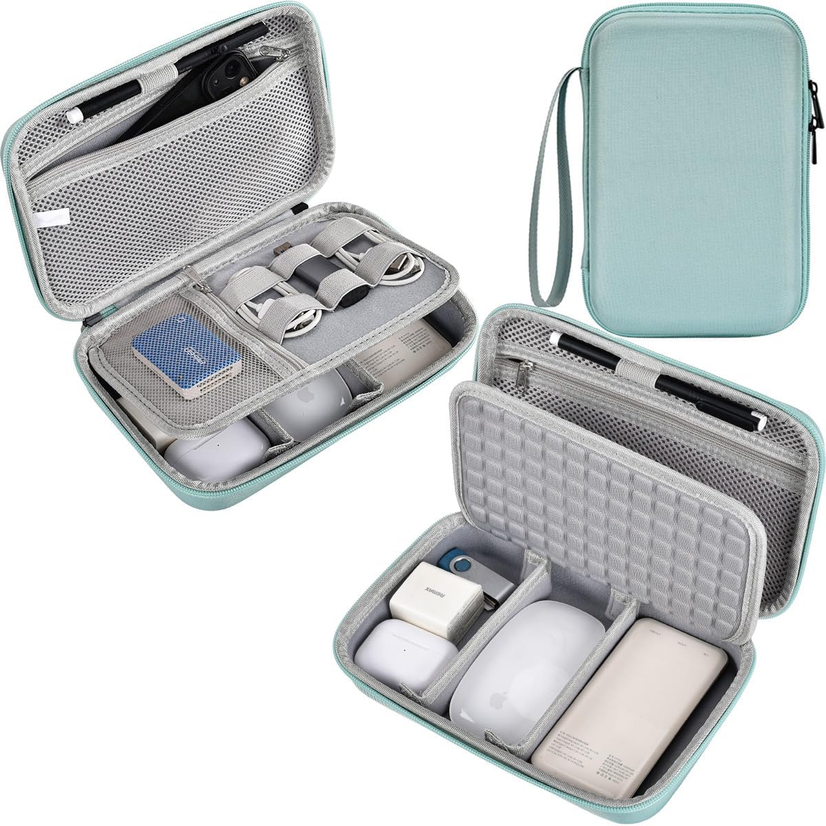 Hard Travel Electronic Organizer Case for MacBook Power Adapter Chargers Cables Power Bank Apple Magic Mouse Apple Pencil USB Flash Disk SD Card Hard Drive Waterproof Shockproof Carrying Bag, Black