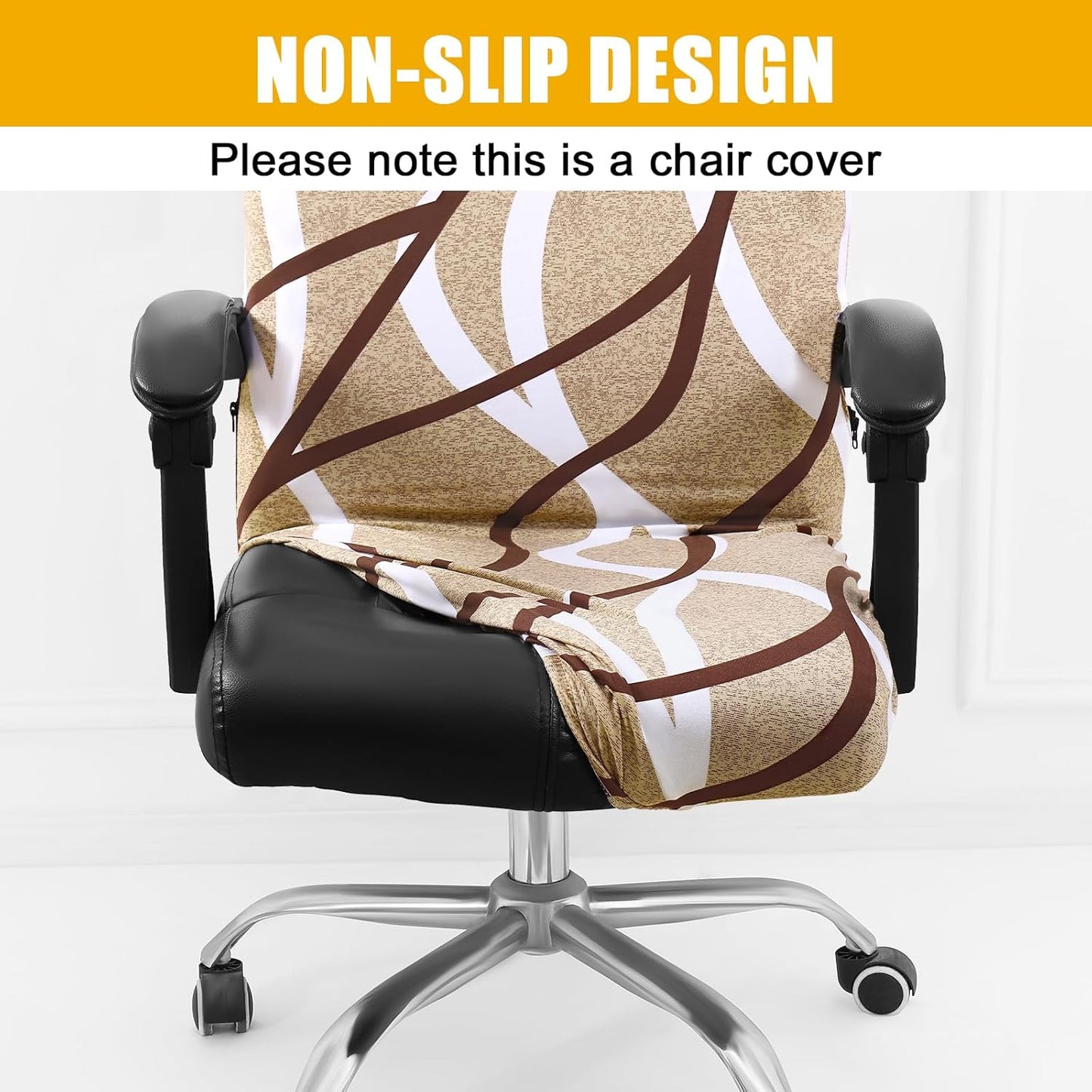 Smiry Stretch Printed Office Chair Armrest Covers, 2 Pcs Soft Fit Removable Washable Computer Desk Chair Arm Covers Protector, Black