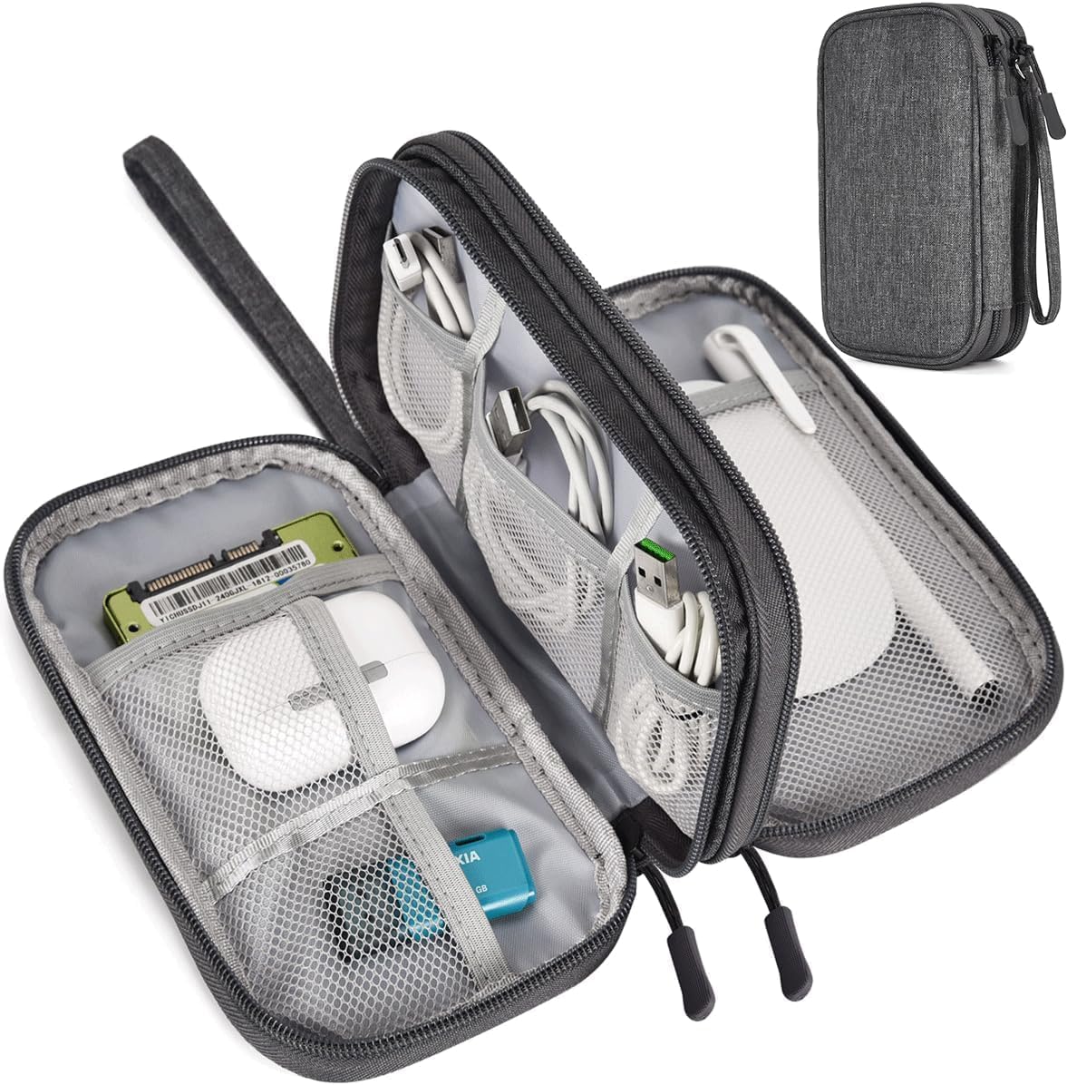 CAOODKDK Electronics Accessories Organizer Pouch Bag, Travel Universal Organizer for Cable, Charger, Phone, SD Card, Business Travel Gadget Bag