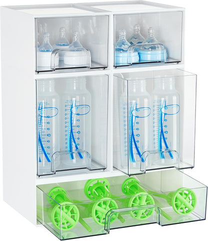 Vtopmart Stackable Storage Drawers Set of 3,Clear Plastic Organizer Bins for Makeup, Cosmetics, Beauty Supplies,Ideal for Vanity, Bathroom,Cabinet,Pantry Organization