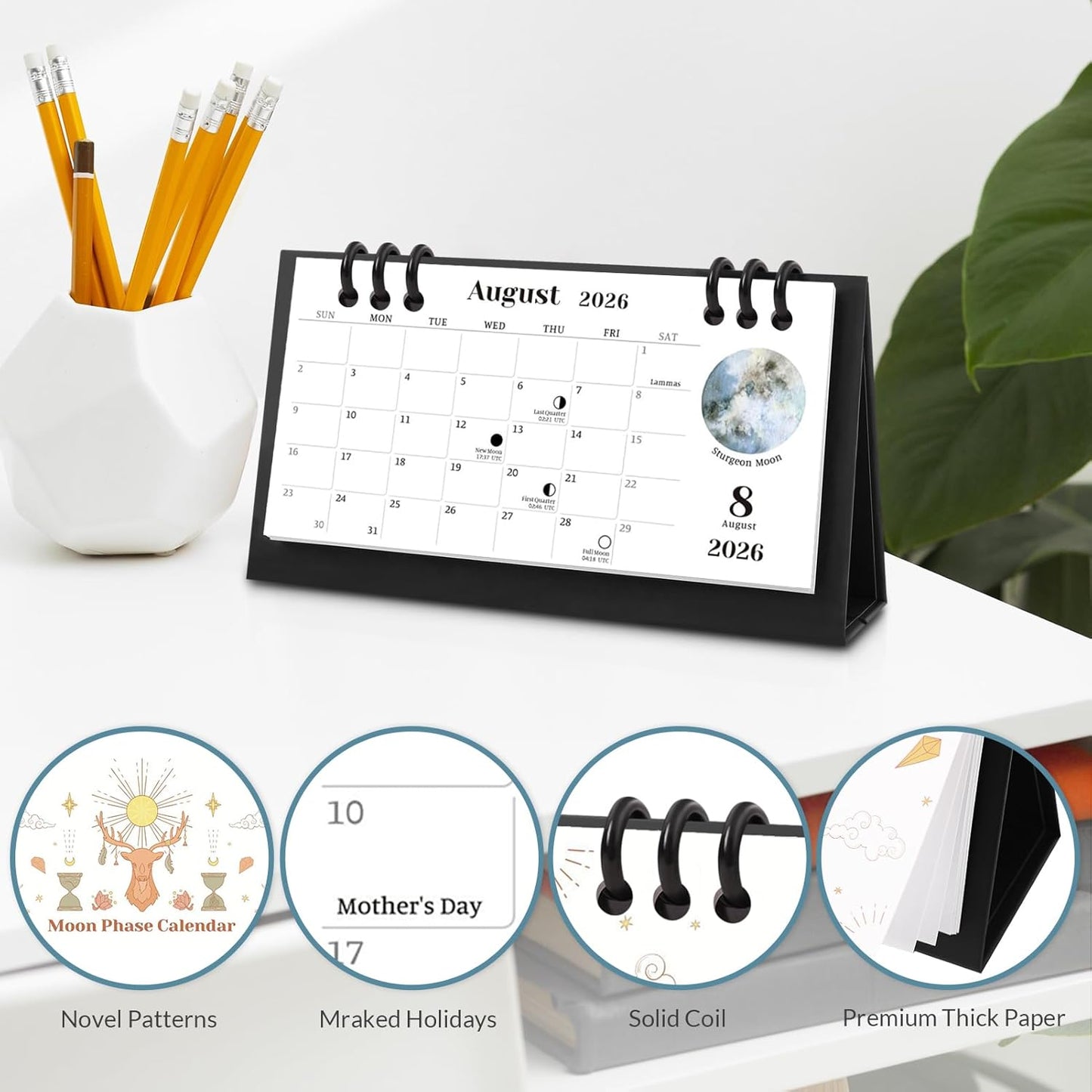 KONVINIT Small Desk Calendar 2026-2027, 6.3" x 3.1", 2026 Desk Calendar - Runs From January 2026 Until December 2027, 24 Months Mini Desktop Calendar for School, Home and Office Supplies