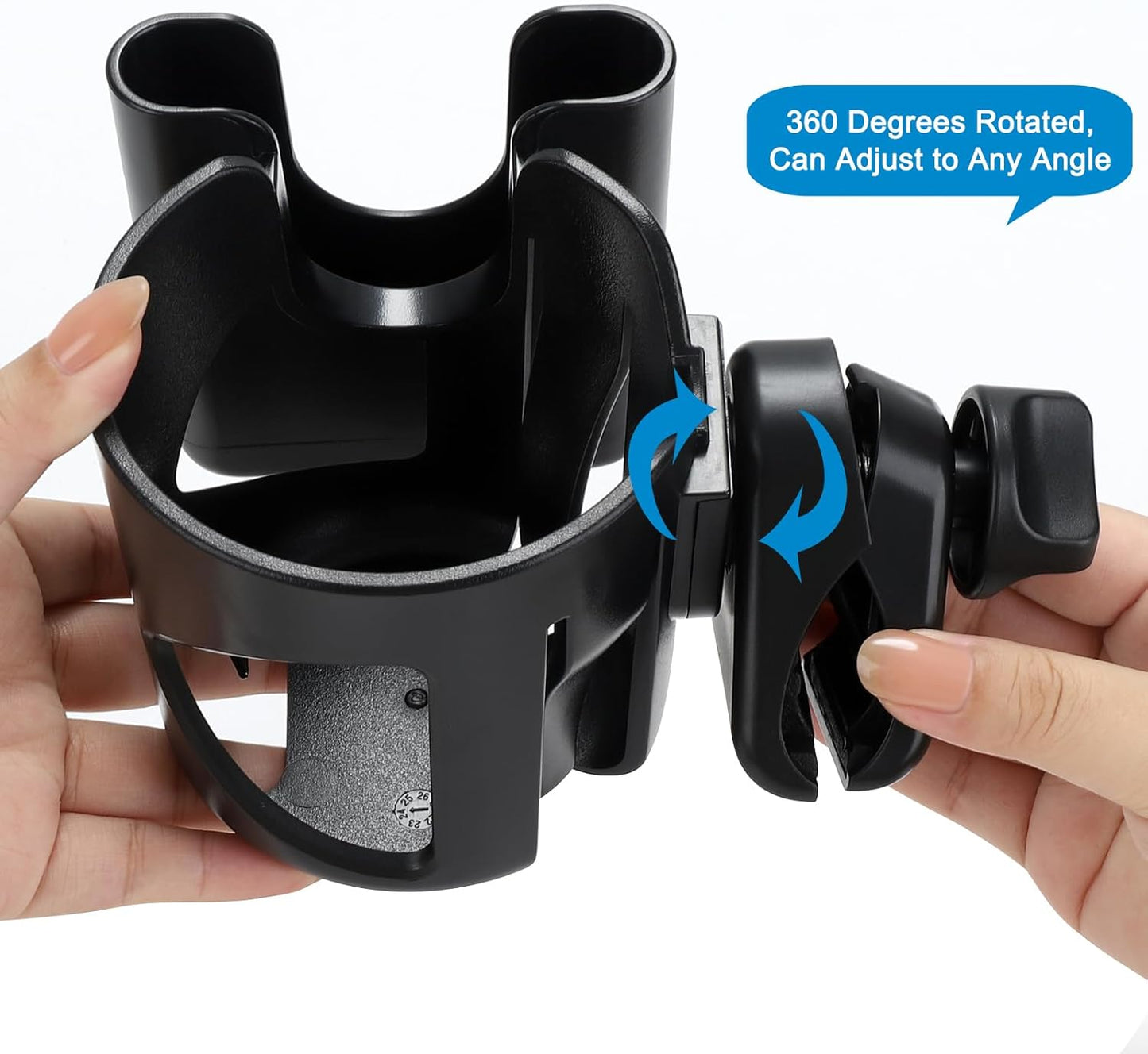 Accmor Stroller Cup Holder, Universal Cup Holder for Stroller Walker Bike, 360° Rotatable Large Caliber Designed Bottle Holder for Stroller, Bike, Wheelchair, Scooter