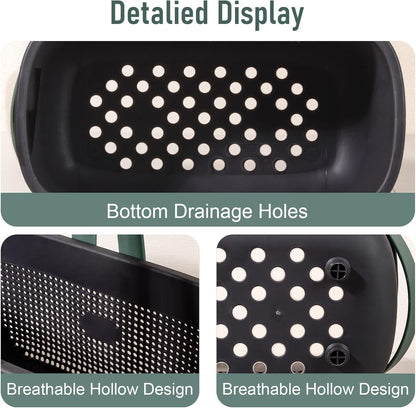 JiatuA Plastic Storage Basket with Handle Portable Shower Caddy Tote Organizer Basket Bin for Bathroom Kitchen Dorm Room Bedroom, Green
