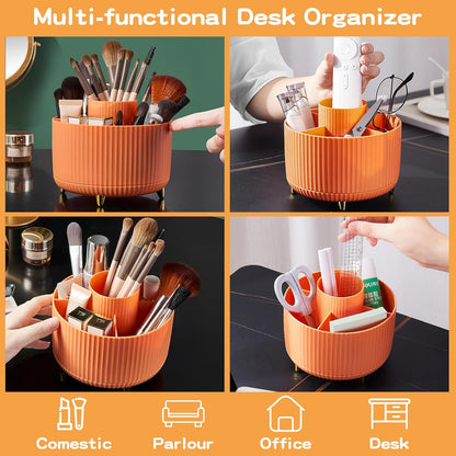 fanado 360° Rotate Makeup Brush Holder Organizer, Makeup Organizers Countertop, Makeup organization and Skincare Storage for Vanity, Desktop, Bathroom (White)