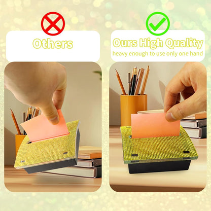 Rhinestone Self Sticky Note Holder Post it Note Dispenser Pop-Up Sticky Notes Dispenser 4 x 4 inch Post it Dispenser for Office Desk Accessories(Pink)