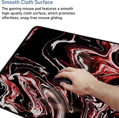 Large Extended Gaming Mouse Pad with Stitched Edges, (31.5X15.7In) Durable Non-Slip Natural Rubber Base, Waterproof Computer Keyboard Pad Mat for Esports Pros/Gamer/Desktop/Office/Home-Black