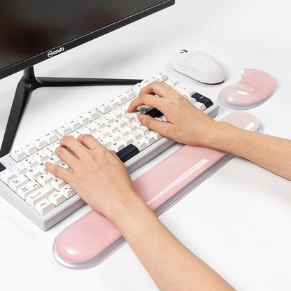Gel Keyboard and Mouse Wrist Rest Set –White Clear Wrist Rest for Computer Keyboard 60%/68%/75%, Comfort & Support for Typing and Gaming