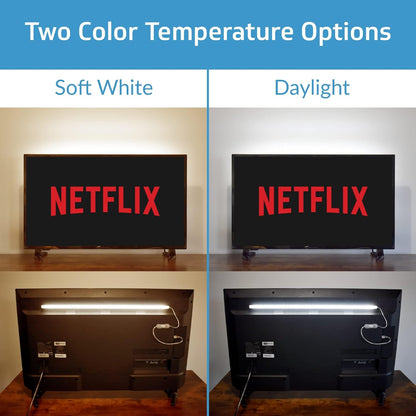TrueColor USB-Powered LED Light Bar with Frosted Cover for Under Cabinet, Under Monitor, TV Backlight – Easy-Install - Adhesive & Mounting Brackets Included - 100,000 Hours Lifetime (8", Soft White)