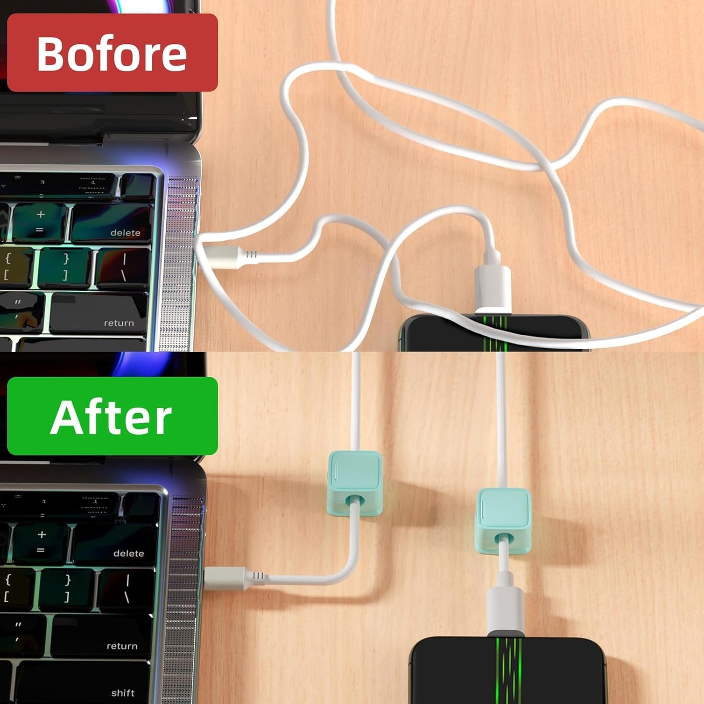 8 Pack Cord Organizer Holder,Costop Strong Adhesive Desk Cable Management Magnetic Easy Open,Organize Phone Charging Cords Wire Holder Organizer Neatly for Home,Office,Car,Desk,Nightstand