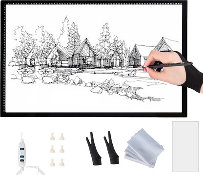LED Light Pad A0/A1/A2/A3/A4 - Ultra-Thin Tracing Board with Adjustable Brightness, Magnetic Copy Board, Drawing Light Box for Sketching, Diamond Painting, Animation, Tattoo, Weeding Vinyl