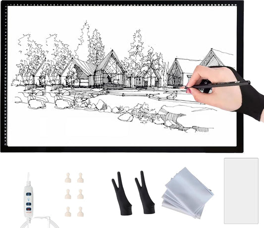 LED Light Pad A0/A1/A2/A3/A4 - Ultra-Thin Tracing Board with Adjustable Brightness, Magnetic Copy Board, Drawing Light Box for Sketching, Diamond Painting, Animation, Tattoo, Weeding Vinyl
