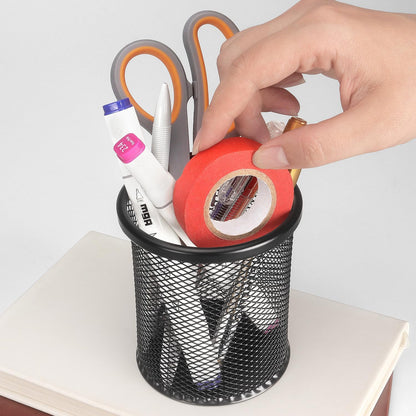 Tamaki Pen Holder Cup for Desk, Desk Organizer Wire Mesh Pencil Cup Holder for Desk Office Pen Organizer (Purple)