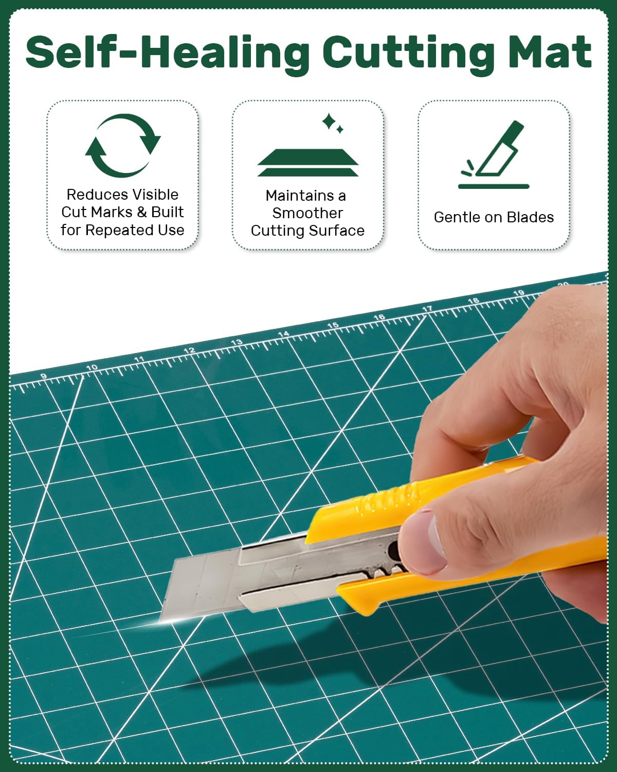 Self Healing Cutting Mat, 17" x 23", Double-Sided Rotary Cutting Mat for Sewing, Quilting, Scrapbooking & Craft, Large Craft Cutting Board for Hobby Use(A2)