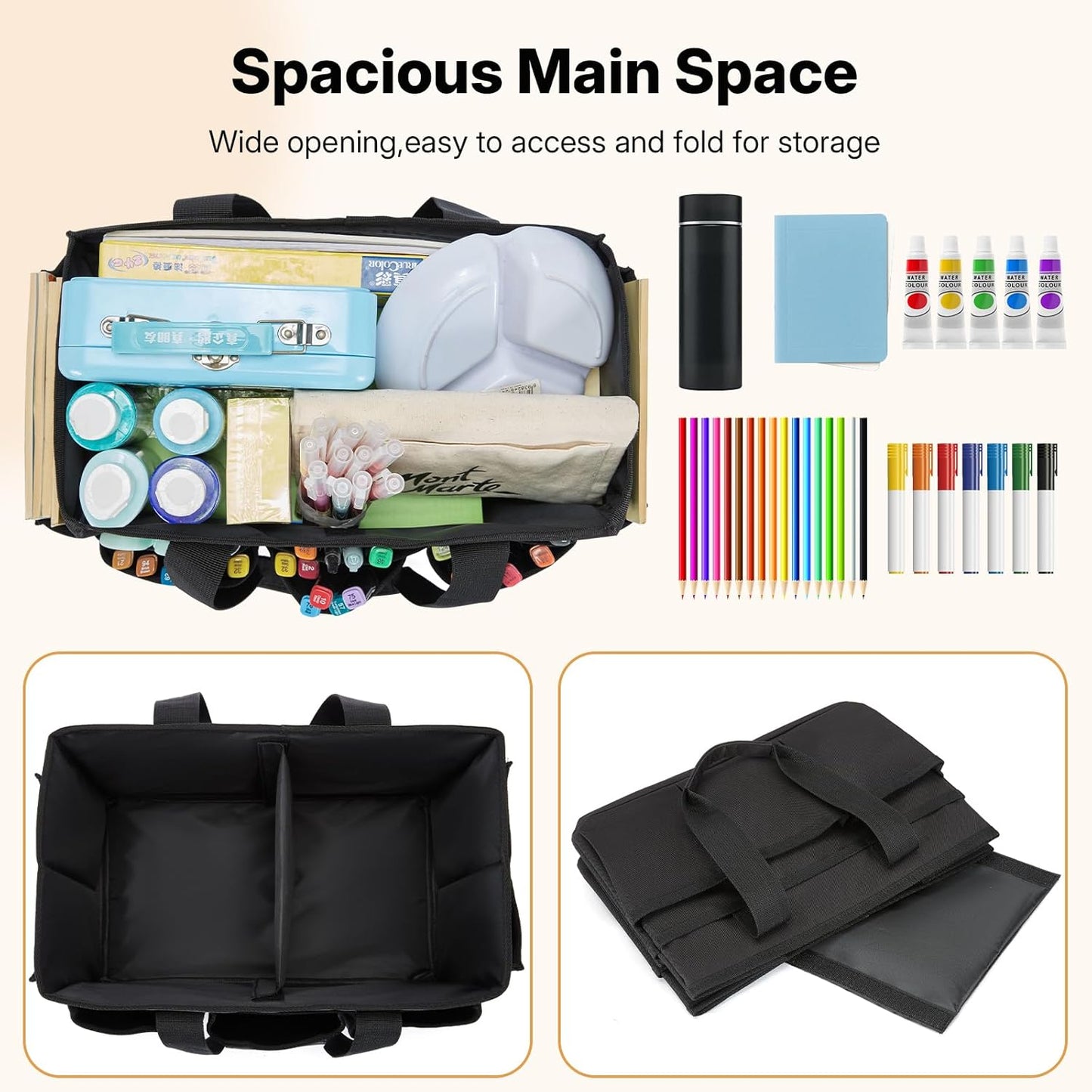 Craft Organizer Tote Bag, Art Organizer, Craft Caddy with Multiple Pockets, Storage Bag for Sewing Tools, Art Supplies, Home and Office (Cat Print)