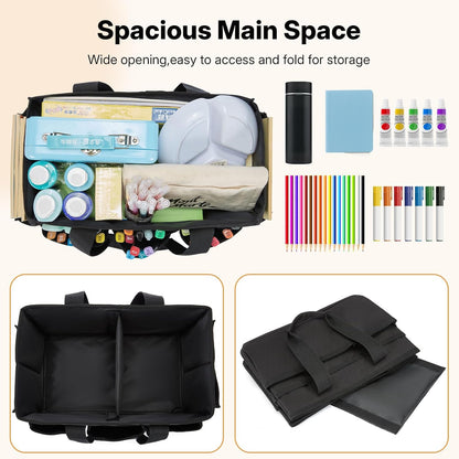 Craft Organizer Tote Bag, Art Organizer, Craft Caddy with Multiple Pockets, Storage Bag for Sewing Tools, Art Supplies, Home and Office (Cat Print)