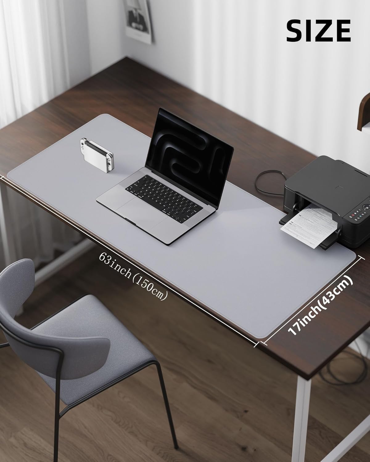 AFIING Desk Pad Protector 23.6" x 13.7" - Non-Slip Waterproof PU Leather Desk Mat for Mouse, Keyboard, Laptop, Office and Home Workspace (Beige)
