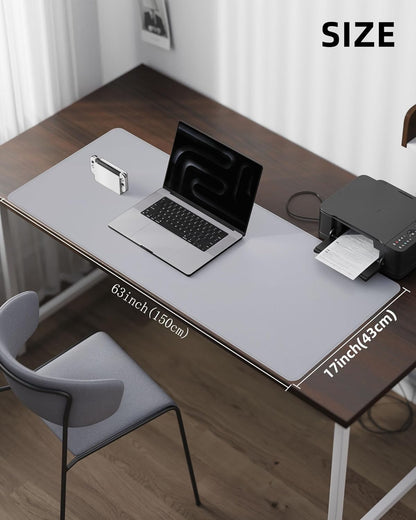AFIING Desk Pad Protector 23.6" x 13.7" - Non-Slip Waterproof PU Leather Desk Mat for Mouse, Keyboard, Laptop, Office and Home Workspace (Beige)