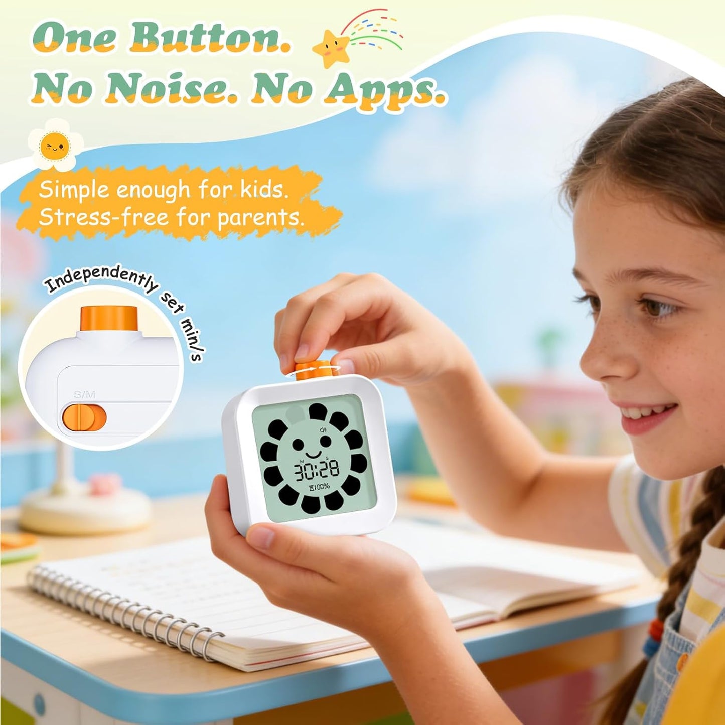 EooCoo Digital Visual Timer 60-Minute Countdown (3-in-1) for Kids & Adults, Handy Time Management Tool, Classroom Essential, Ideal Back-to-School Teacher Gift - Fits Homeschool, Kitchen, ADHD Users