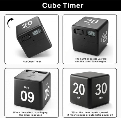 JOYIT Cube Timer 1 3 5 10 Minutes - Flip Countdown Visual Timer for Time Management, Kitchen, Workout, Study, Classroom, Office, Games