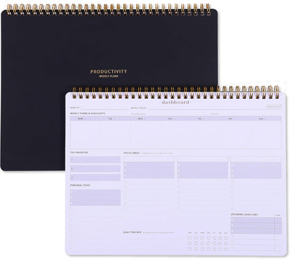 Sunday Start Weekly Planner with Habit Tracker - 8.5×11" Professional Productivity Tools to Organize Your Daily Tasks, Goals, Projects - Dashboard Desk Pad - ADHD To-Do List Notepad