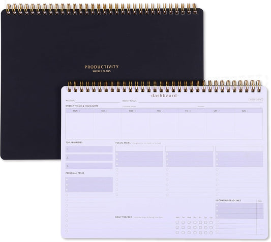 Sunday Start Weekly Planner with Habit Tracker - 8.5×11" Professional Productivity Tools to Organize Your Daily Tasks, Goals, Projects - Dashboard Desk Pad - ADHD To-Do List Notepad