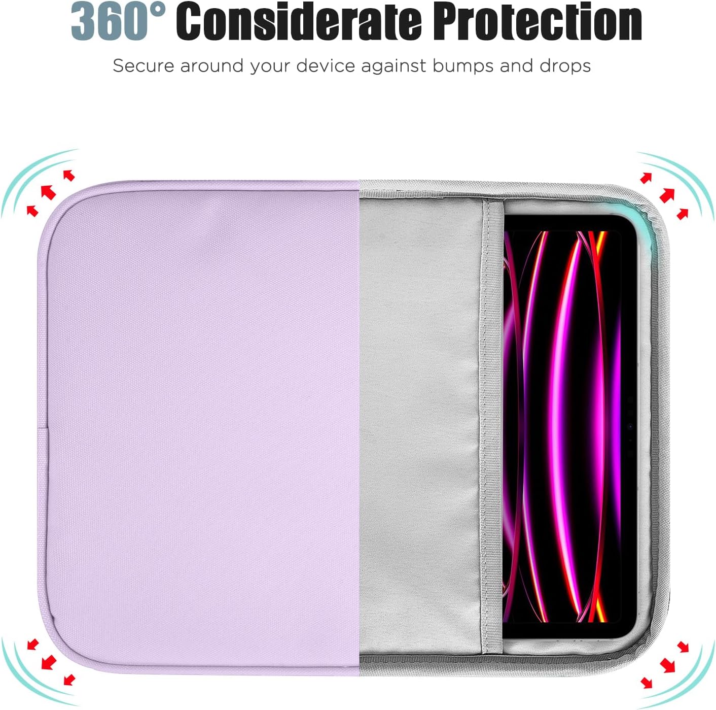 TiMOVO 9-11" Tablet Sleeve Bag for iPad 11-inch A16 2025, iPad 10.9"/10.2"| Air 11 Inch/5th/4th Gen. 10.9", Galaxy Tab A9+/A11Plus 11", Protective Bag with Pocket, Black
