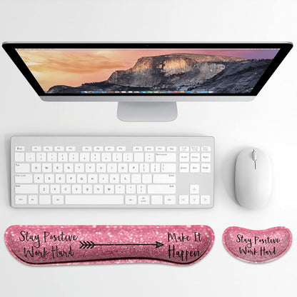 Dapesuom Enlarge Keyboard Wrist Rest, Memory Foam Wrist Cushion for Desk Mat Support, Cute Pain Relief Keyboard Mouse Pad Rests Set with Non-Slip Base for Gaming Laptop Office Computer, Elegant Flower