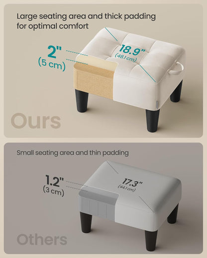 SONGMICS Foot Stool with Legs, Small Footstool Ottoman, Velvet Seat with Thick Cushion, for Living Room, Bedroom, Entryway, 330 lb Weight Capacity, Jelly Pink ULOM501R01