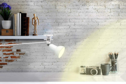 RONG&LAN Clip lamp,360° Rotation Clip on Lamp Portable Book Reading Light,Clamp on Desk/Table/Bunk Bed/Cupboard Home Lighting, (Desk lamp,Seven Colors for Your Choice) (White,2)