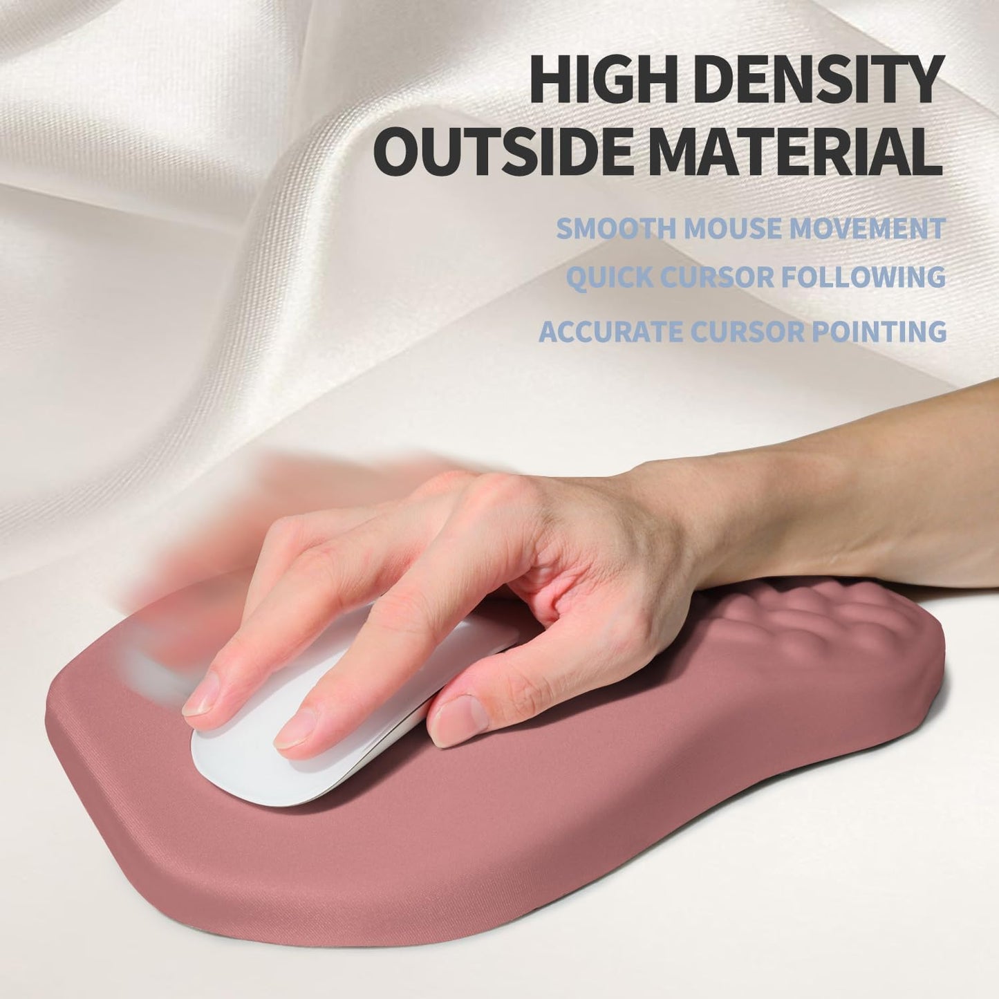 Ergonomic Raised Mouse Pad Wrist Support with Bilateral Slope Memory Foam Mousepad for Wrist Rest and Carpal Tunnel Pain Relief 11.8x7.9〃 Black