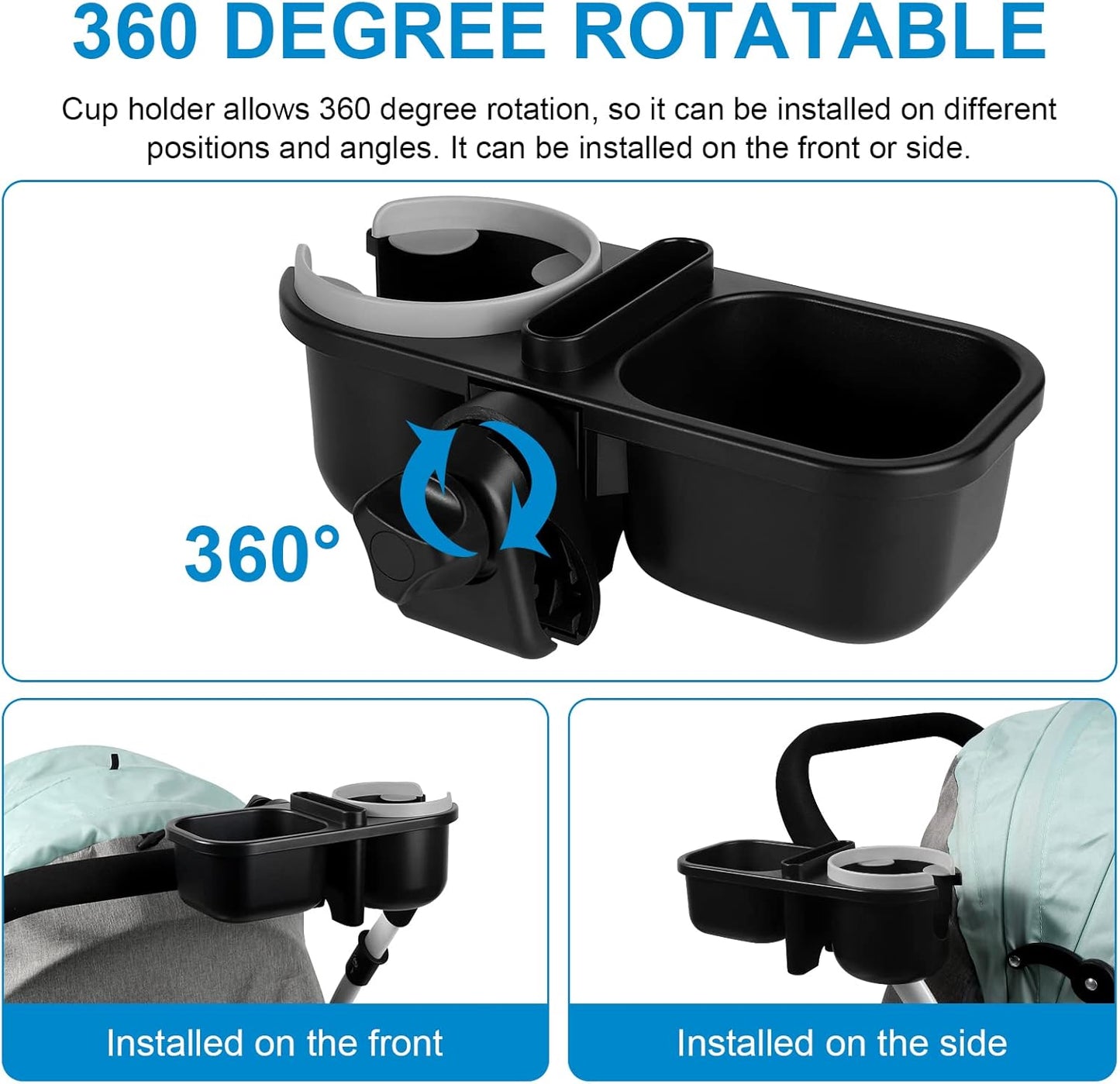 Accmor Stroller Cup Holder, Universal Cup Holder for Uppababy Nuna Doona Strollers, Bottle Drinks Holder for Wheelchair, Walker, Bike, Scooter