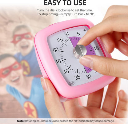 Secura 60-Minute Visual Timer, Silent Study Timer for Kids and Adults, Time Clocks, Time Management Countdown Timer for Teaching (Black & Cloud)