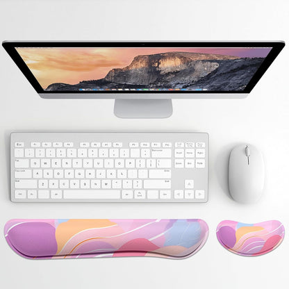 Dapesuom Enlarge Keyboard Wrist Rest, Memory Foam Wrist Cushion for Desk Mat Support, Cute Pain Relief Keyboard Mouse Pad Rests Set with Non-Slip Base for Gaming Laptop Office Computer, Elegant Flower