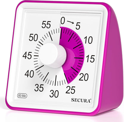 Secura 60-Minute Visual Timer, Classroom Timer, Countdown Timer for Kids and Adults, Time Management Tool for Teaching (Blue & Blue)