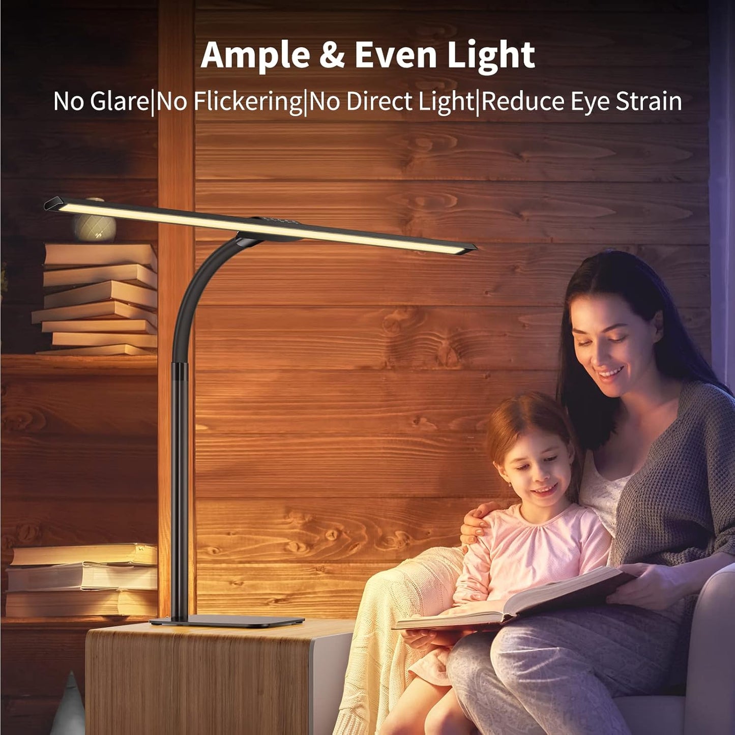 Desk Lamp with USB Charging Port for Home Office 24w Architect Remote Base Dual Task Led Light Modern 5 Color Modes Dimmable Adjustable Gooseneck Double Head Reading Drafting Eye Caring Tall Lamps