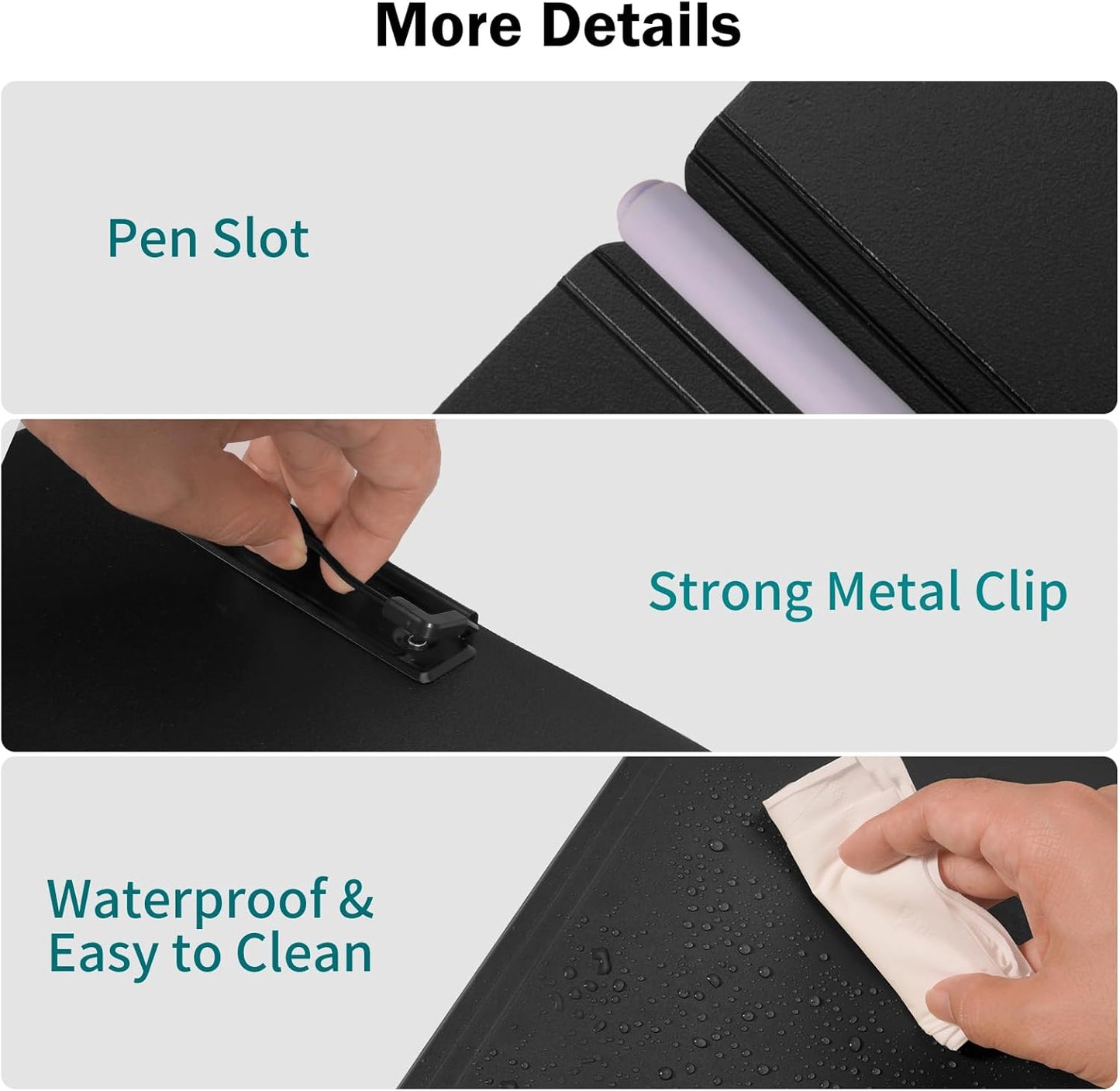 SITHON Foldable Clipboard Folder with Pen Slot, 360° Rotating PP Writing Pad with Dual Low Profile Metal Clips, Durable A4/Letter Size Document Folder for Nurses Classroom Business Office