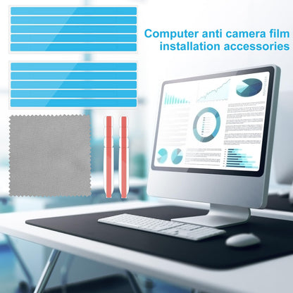 12pcs Privacy Screen Adhesive Strips and 2pcs Plastic Slide Mount Tabs for Computer Monitors with Microfiber Cloth for Easily Installing Laptop Privacy Screen Protector - Replacement Kits
