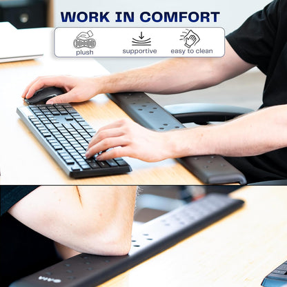 VIVO Ergonomic Long 30” Wrist Pad, Non-Slip Memory Foam Arm Rest for Desk, Elbow Cushion with L-Shaped Edging, Black, DESK-WR30