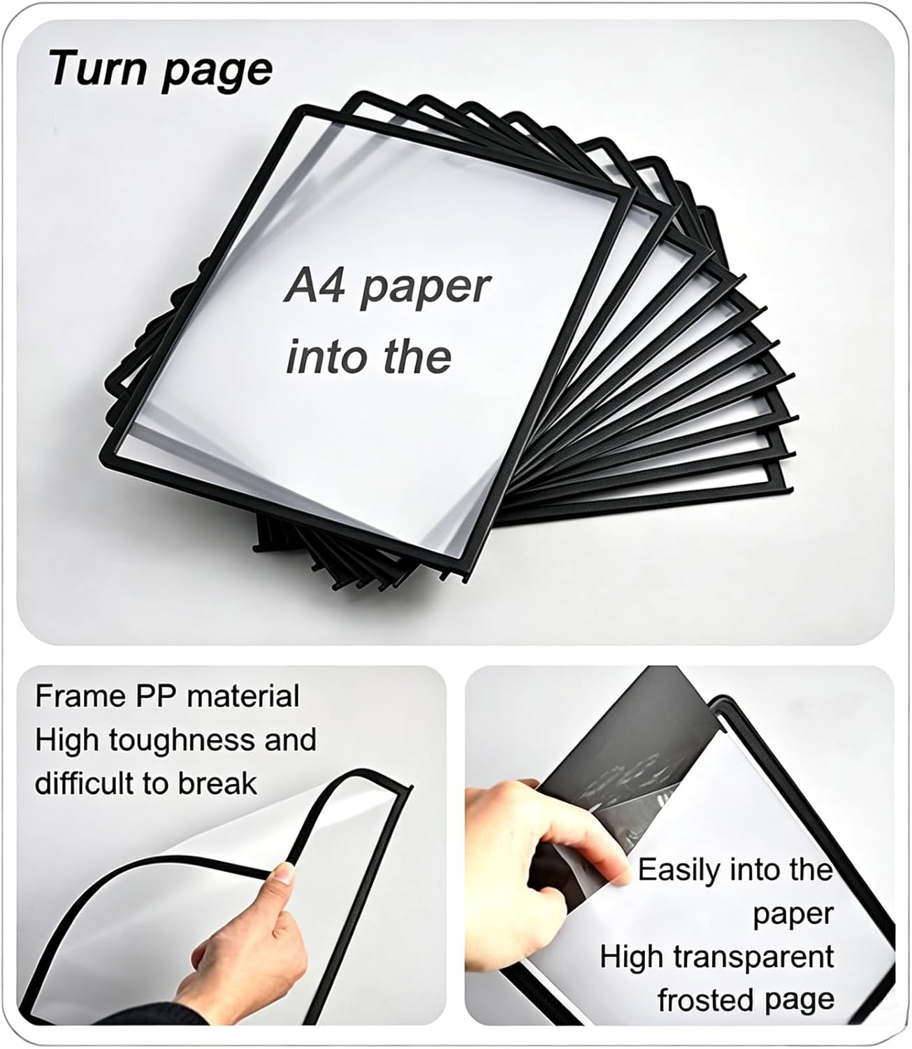 Rotating Desk Flip File Holder, 20 Panels Desktop Reference Organizer, 40 Sheet Capacity, 360° Swivel Base, A4 Catalog Display Rack for Office, Laboratory & Restaurant(4 PCS)