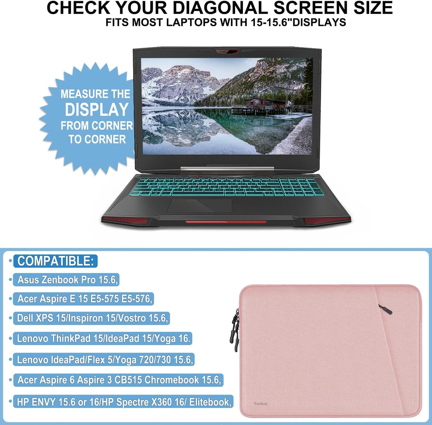Laptop Sleeve Case 13.3 inch, Shockproof Protective Computer Cover with Accessories Pocket, Portable Laptop Bag Compatible with MacBook Air/Pro 13-13.3 inch, Compatible for MacBook Pro 14 inch, Black | Shockproof