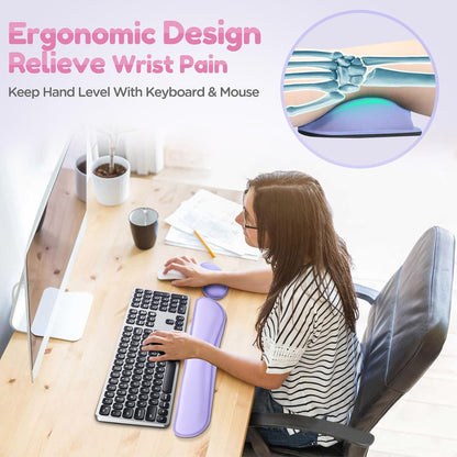 Gimars Upgrade Enlarge Silky and Superfine Fabric Gel Memory Foam Keyboard Wrist Rest Set, Ergonomic Keyboard Mouse Wrist Support for Typing Pain Relief, Comfort for Office, Gaming, Computer, Black