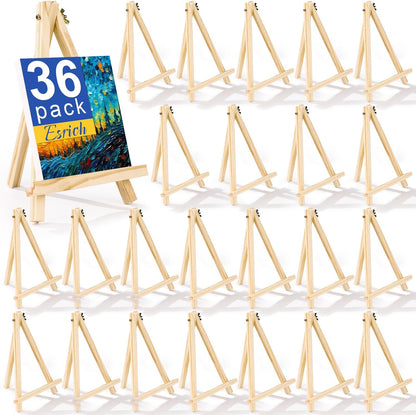 ESRICH 4 PCS 9 Inch Wood Easels, Easel Stand for Painting Canvases, Art and Crafts, Tripod, Painting Party Easel, Kids Student Tabletop Easels for Painting, Portable Canvas Photo Picture Sign Holder