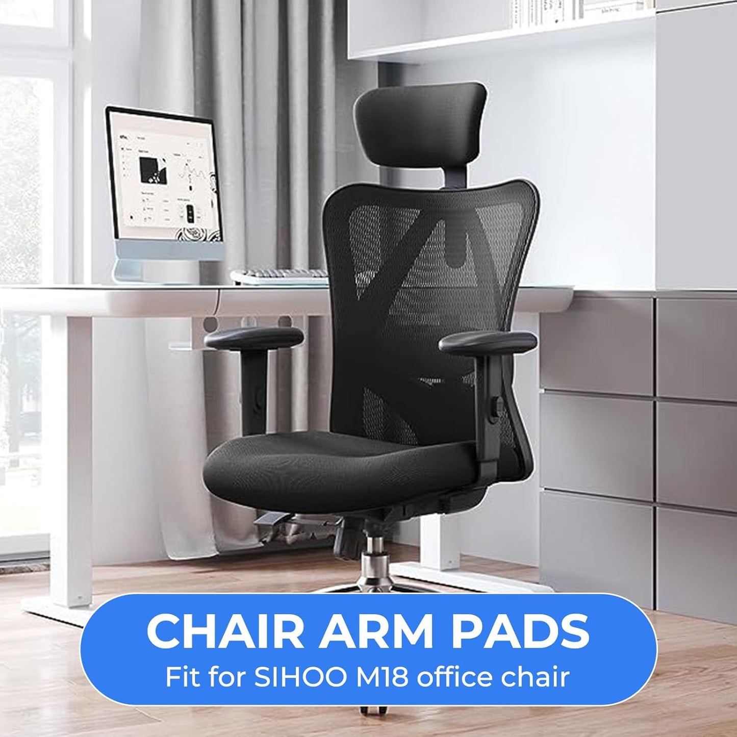 Armrest Pads Replacement for Sihoo M18 Chair -Ergonomic Chair armrest Parts, arm Pads caps for SIHOO M18 Chair,Black