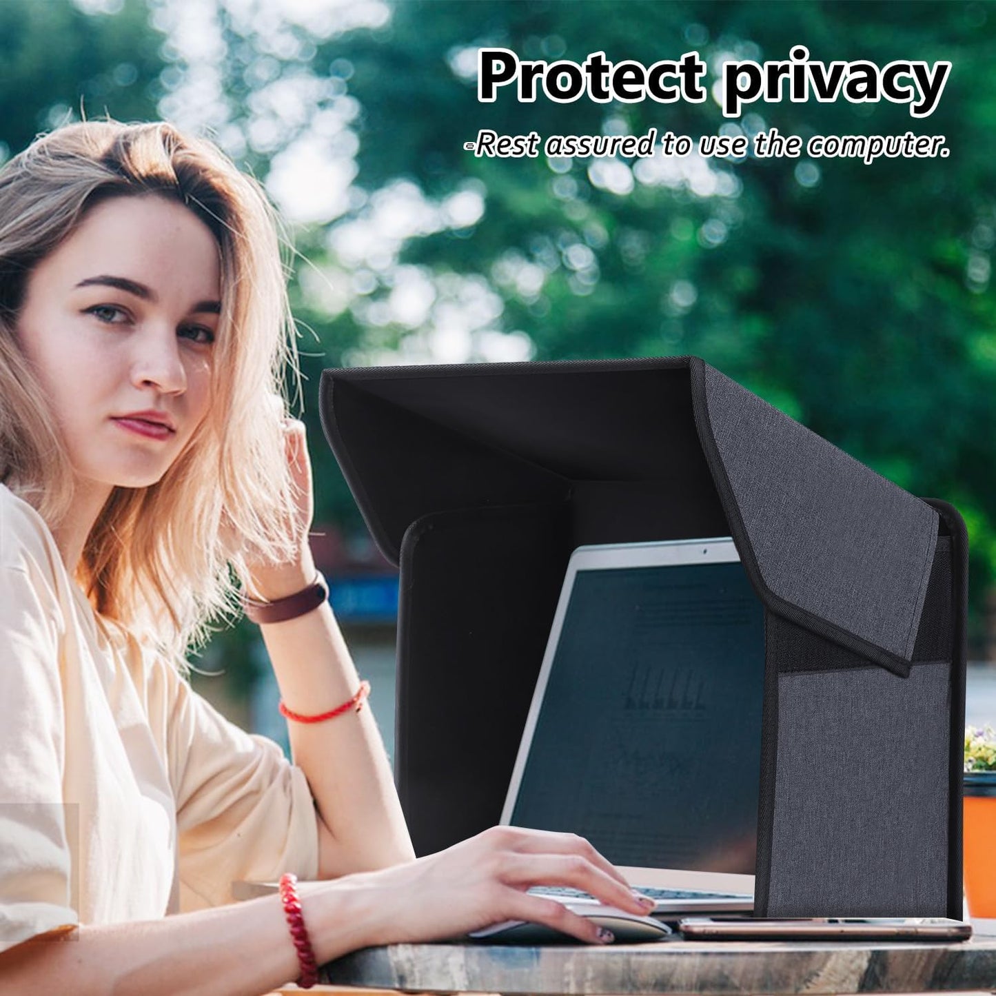 Portable Laptop Sun Shade Foldable Laptop Sun Shade for Working Outside Computer Screen Glare Protection for Computer Privacy Hood Cover,with Glare Reduction 12-14in(Patent Pending)