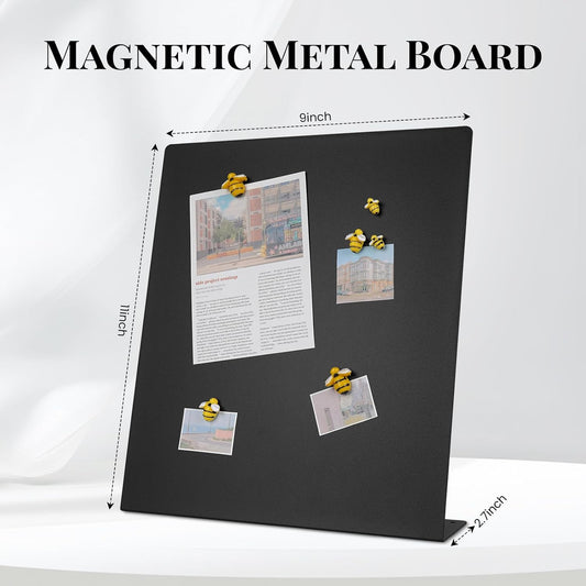 2 Pack Magnetic Board,Magnet Board,Metal Magnetic Bulletin Board,Magnet Display Stand for Home, School, Kitchen, Office (Black)