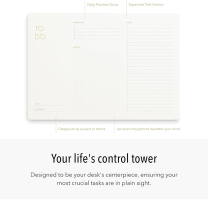 Pinesman - Elegant To Do List Notepad with Mouse Pad Feature, 11.22" x 7.87", 50 Tear-Off Sheets, Gold Foiled, Daily Planning, Eco-friendly To Do List Planner, FSC™ Certified To Do List Notebook for Work