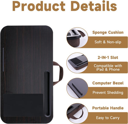 ASIEIT New Laptop Lap Desks for Adults, Fits Up to 17.3" Laptops, Portable Laptop Desk for Bed, Multi-Functional Bed Desk with Mouse Pad, Cushion, Phone Holder & Handle, Lap Stand for Bed, Couch, Car