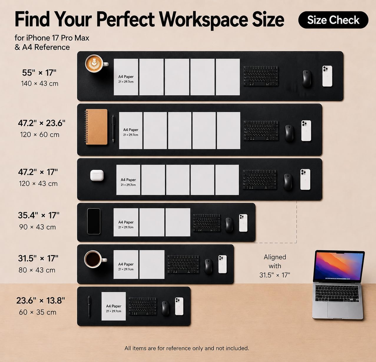 AFIING Large Desk Mat 47" x 17", Dual-Sided Natural Cork & PU Leather Desk Pad, Non-Slip Waterproof Mouse Pad for Office, Home & Gaming, Black